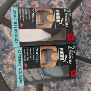 Puma Seamless Sports Bra 2-Pack - Gray and White